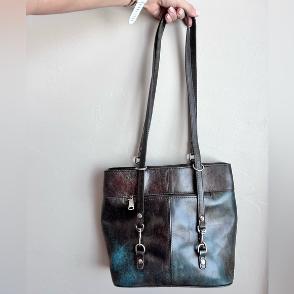 Patricia Nash Albi Tooled Turquoise Convertible Backpack Tooled - Picture 3 of 11